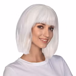 Vit Halvlång Peruk