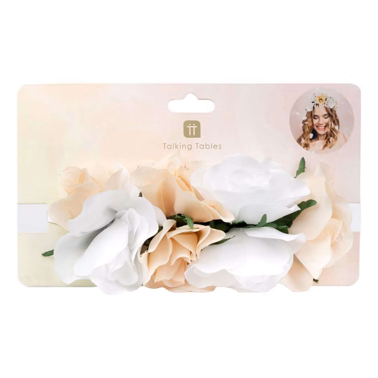 Hårband Rosor Vit/Aprikos