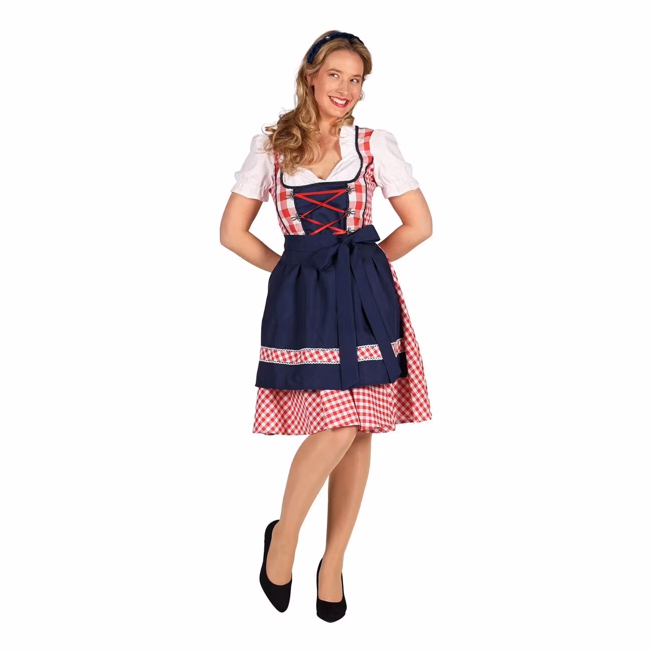 Oktoberfest Dirndl Edelweiss Röd/Vit Maskeraddräkt
