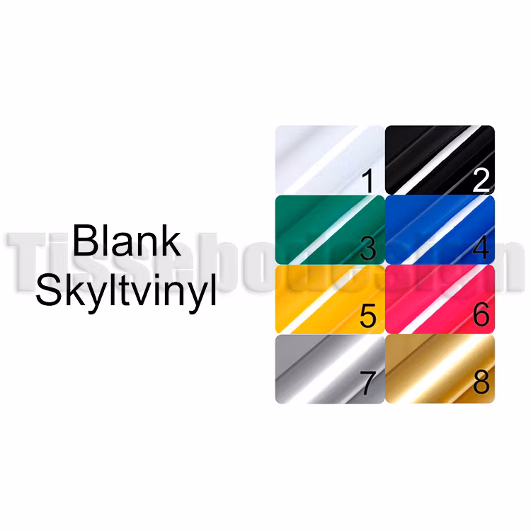 En färgkarta över blankvinyl som man kan välja på