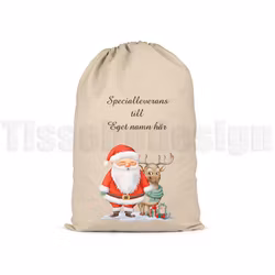 Julklappssäck med tomte och ren – personlig säck för magiska gåvor!