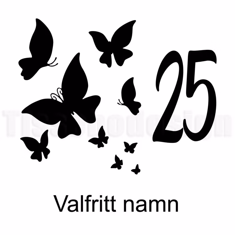 Dekal Fjärilar Med Namn Och Hus Nr