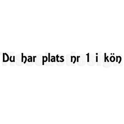 Bildekal Du Har Plats Nr 1 I Kön