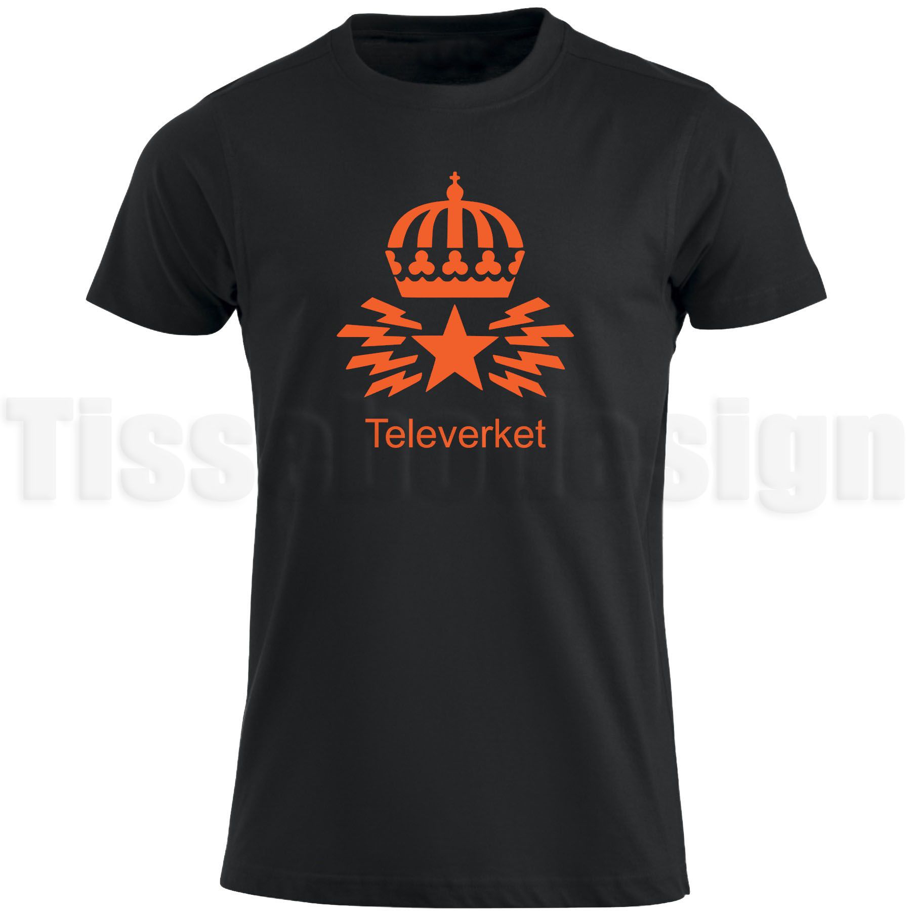 Svart T-shirt med vinyltryck Televerket