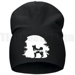 Mössa Med Tryck Måne & Husky - Som Fångar Vildmarkens Magi