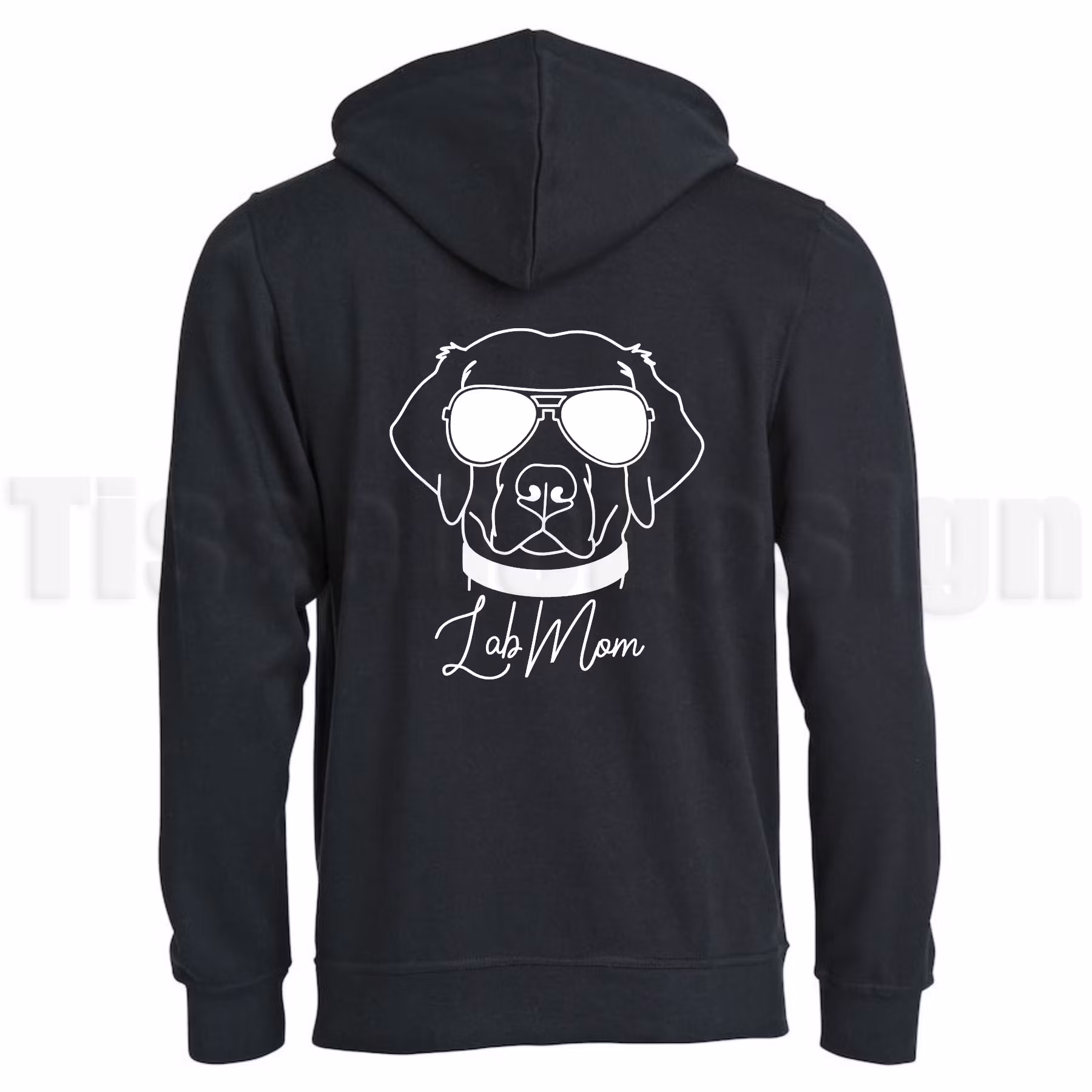 En svart hoodie Basic Oversize med trycket Lab mom, finns i storlekarna XS-5XL