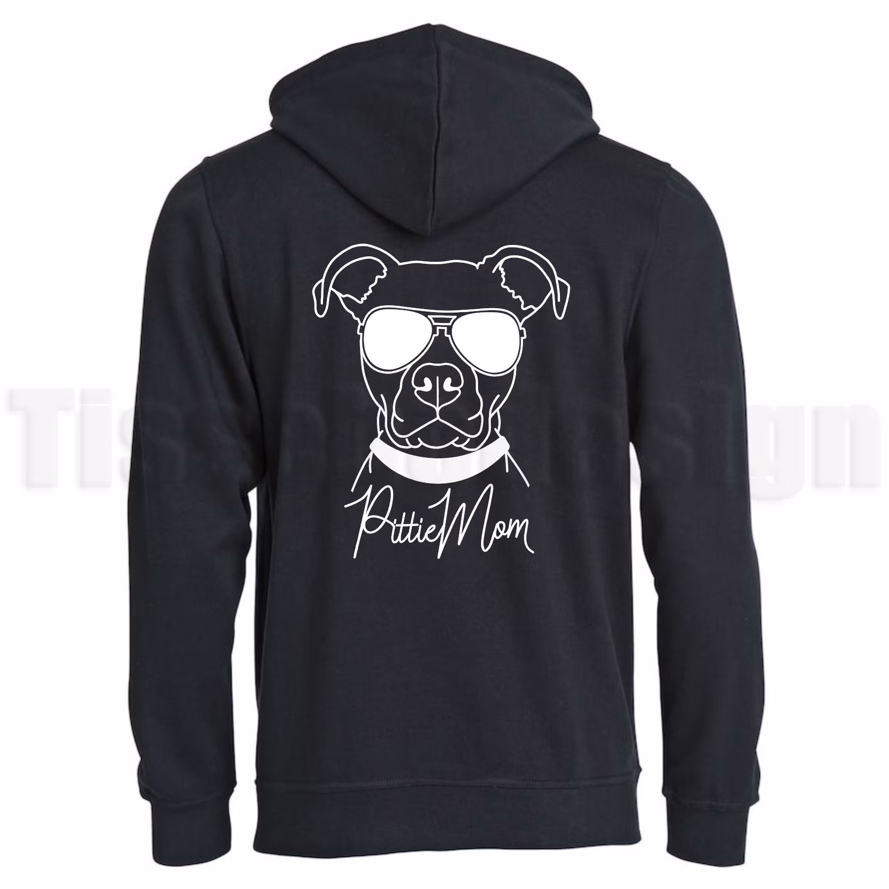 En svart Hoodie Basic Oversize med trycket Pitt mom, finns i storlekarna XS-5XL