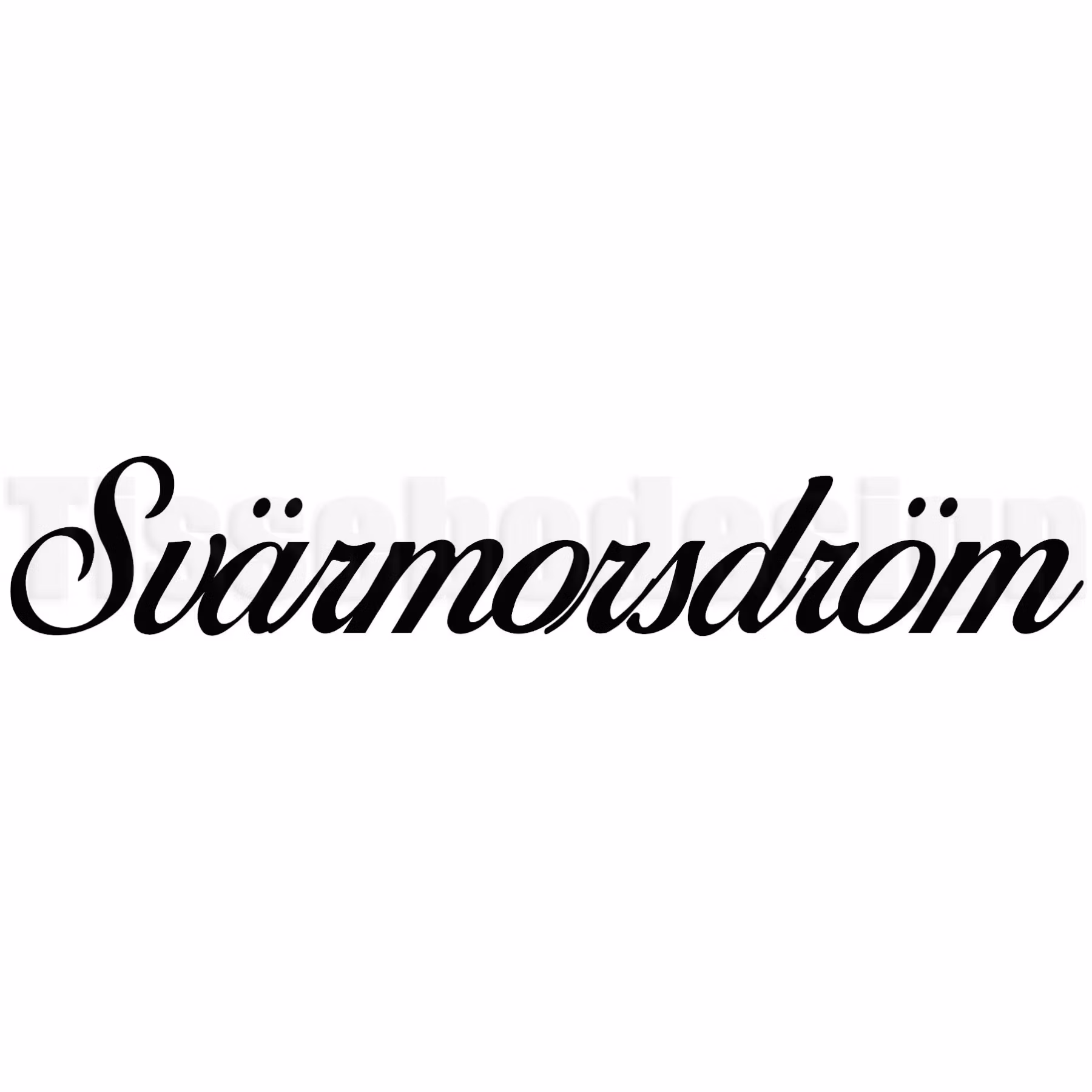 Dekal med ordet Svärmorsdröm i svart skrivstil, perfekt för bil, dörr eller verkstad
