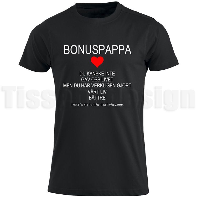 Svart  T-shirt med vinyltryck Bonuspappa