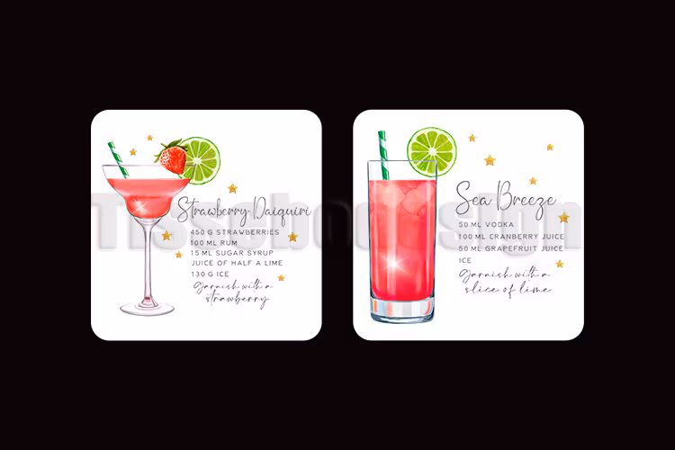 Glasunderlägg Cocktail 4 Pack