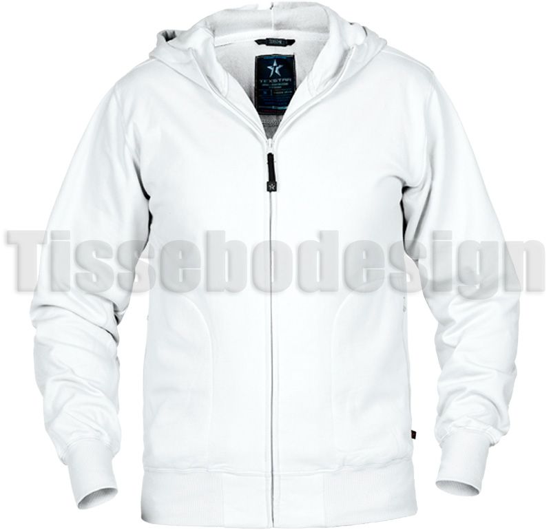 En Vit Hooded Cardigan, en kvalitets tröja från Texstar