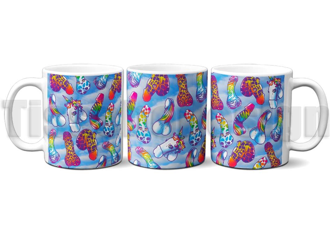 Mugg med bla unicorn penisar