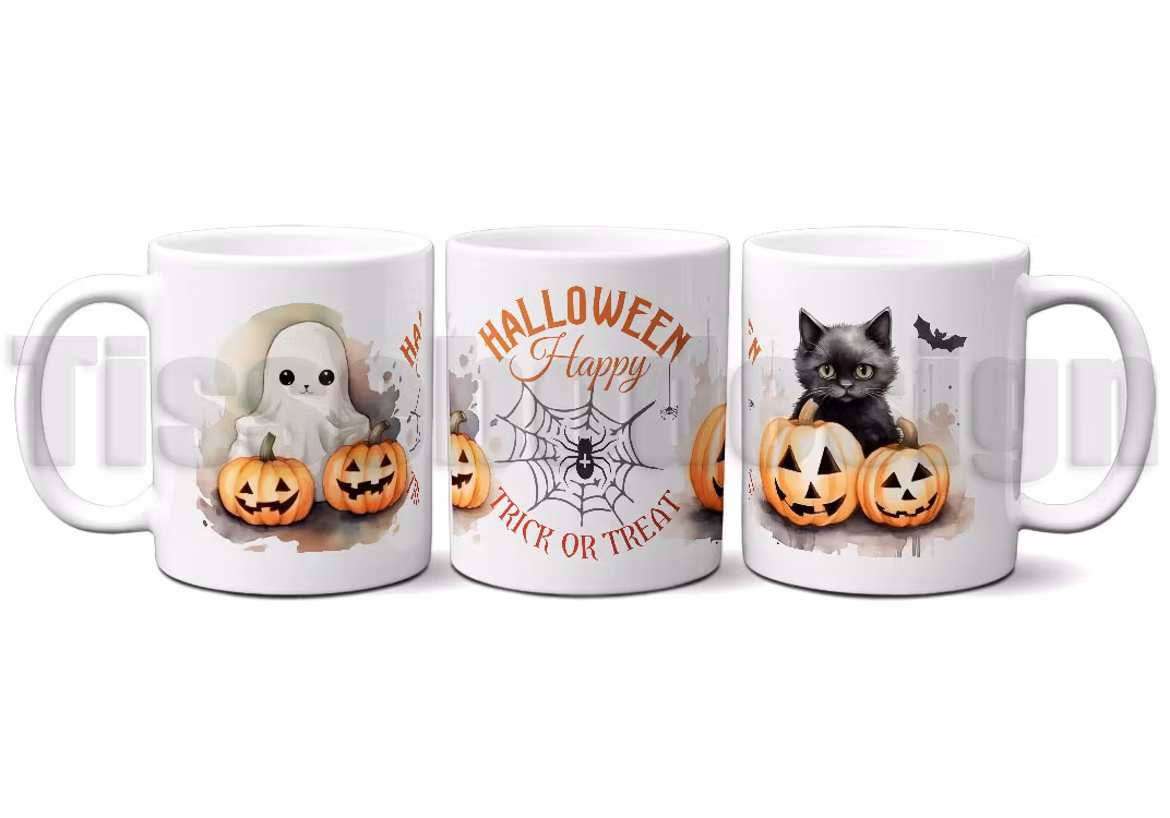 Mugg med Halloween Cats på mugg 330 ml
