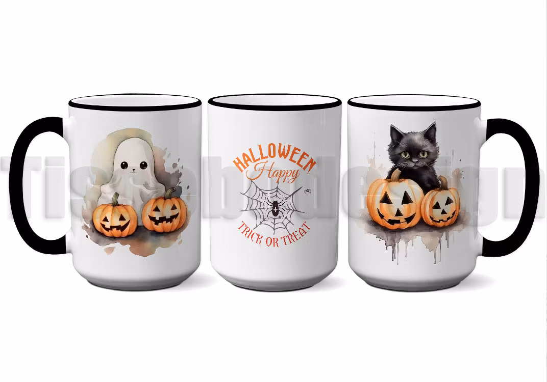 Mugg Halloween Cats på mugg 450 ml