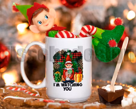 Julmugg Med Tryck - Elf Im Watching You - Keramik 330ml