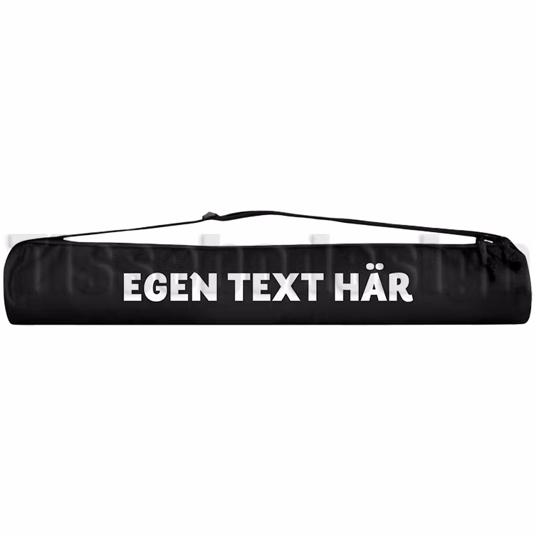 Svart tubformad kylväska med texten "EGEN TEXT HÄR" tryckt på framsidan.