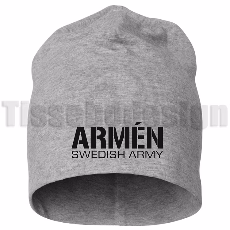 Gråmelange mössa Med Tryck - Armén Swedish Army Unisex Modell med svart tryck