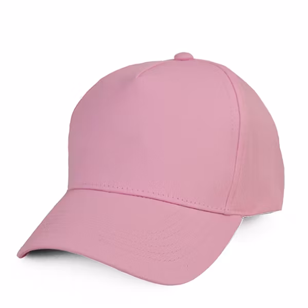 Rosa 5-panelskeps med kreativ kameradesign, justerbart spänne och skyddande skärm. Motivfärg går att välja från färgkartan.