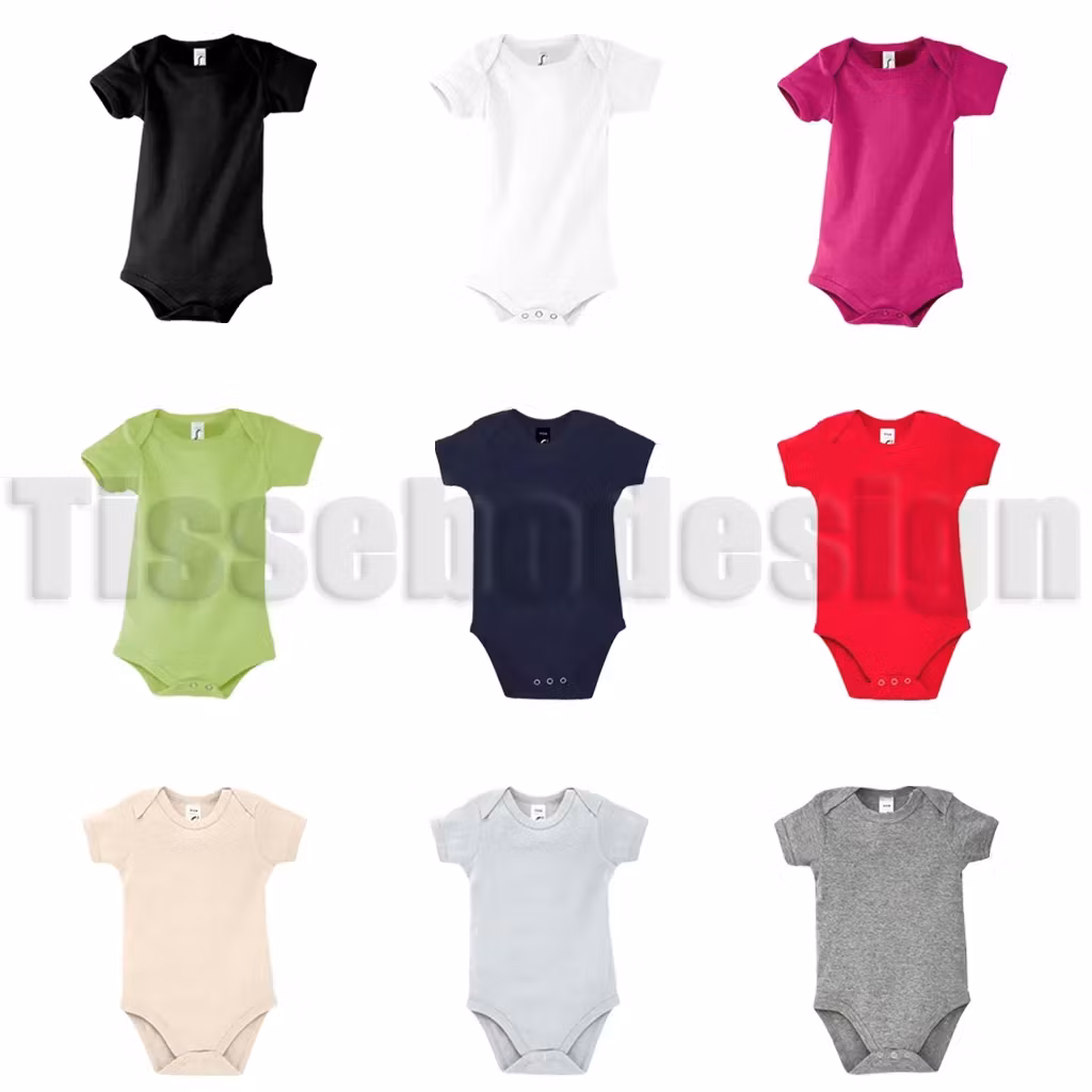 Färgglada babybodys i nio olika nyanser.