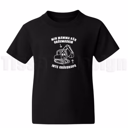 Barn T-shirt Grävmaskin – välj Mamma eller Pappa!