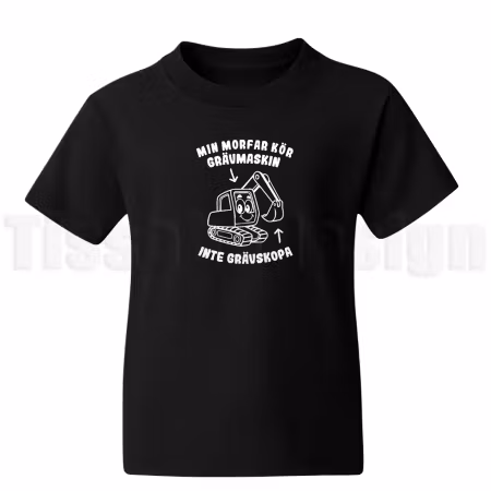 Barn T-shirt Grävmaskin – välj mellan Morfar eller Farfar!