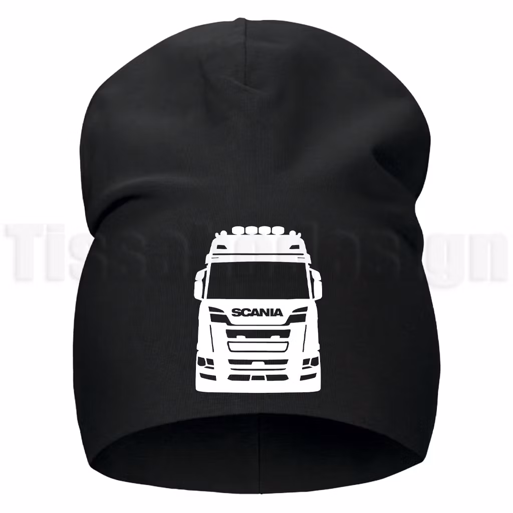 Barnmössa med grafiskt Scania-lastbilsmotiv framtill