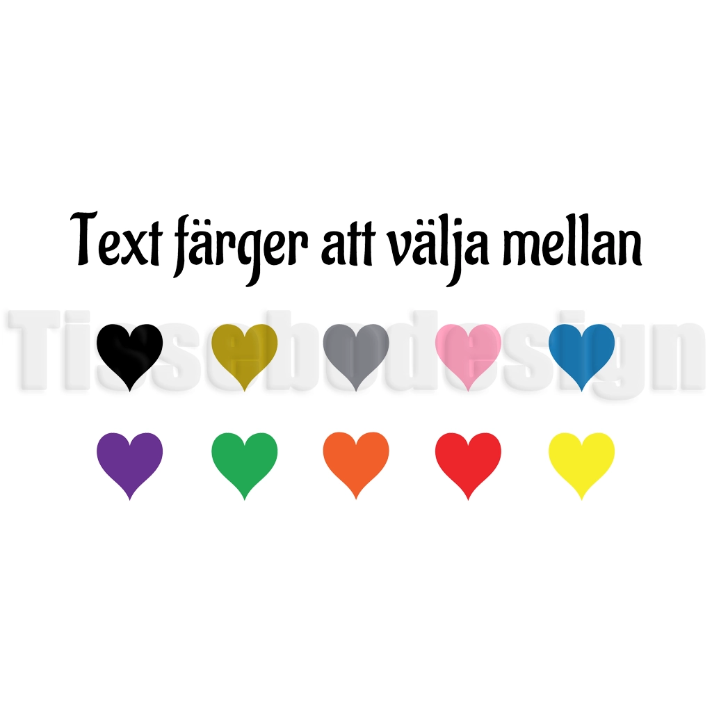 Översikt med textfärger för personlig servett med flera färgval i olika nyanser