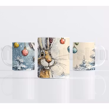 Julmugg – julmotiv med kanin och vinterkulor