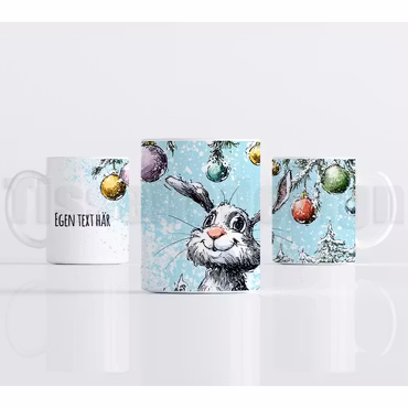 Julmugg – vinterkanin med julkulor och valfri text