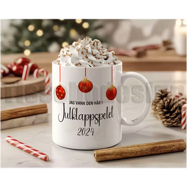 Julmugg Med Tryck - Jag Vann Den Här I Julklappspelet 2025  – Klassisk Design I Kermik 330 ml