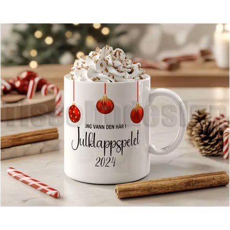 Julmugg Med Tryck - Jag Vann Den Här I Julklappspelet 2025  – Klassisk Design I Kermik 330 ml