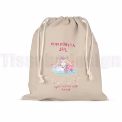 Julsäck Min Första Jul – enhörning med regnbåge och paket