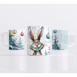 Julmugg – julmotiv med kanin och vintergran