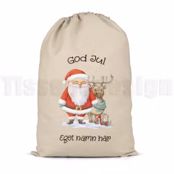 Julsäck Tomte med ren – klassiskt julmotiv med namn