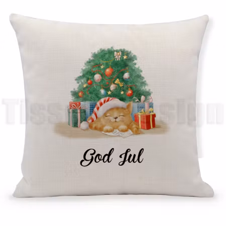 Kuddfodral God Jul – mysig julstämning med kattmotiv