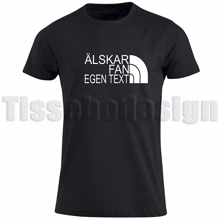 T-shirt med tryck Älskar Fan - Anpassningsbar Text för personlig stil.