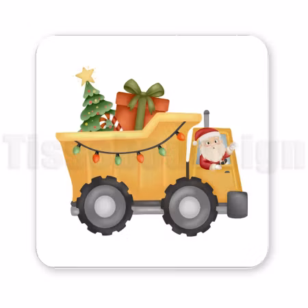 Julmagnet med tomte i dumper – lekfull detalj för julen