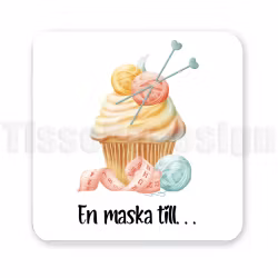 Magnet Cupcake – handarbetsmotiv med garn, virknål och sömnad