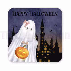 Magnet Happy Halloween – gulligt spöke med pumpa