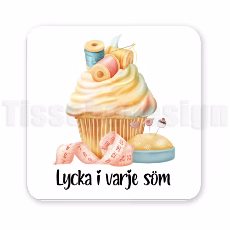 Magnet Cupcake – handarbetsmotiv med garn, virknål och sömnad