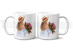 Mugg - Flicka -  Med Tryck –  Tulpanbukett