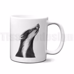 Mugg – grävlingmotiv i realistisk naturstil