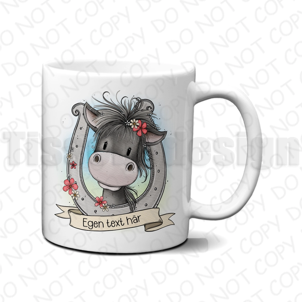 Mugg söt häst i hästsko – personlig och unik present