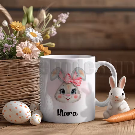 Påskmugg Med Kaninmotiv Och Valfritt Namn – 330 ml