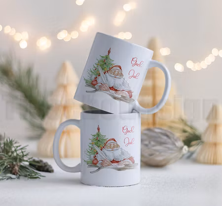 Julmugg Med Tryck - Tomtens Önskelista – Klassisk Design I Keramik 330 ml