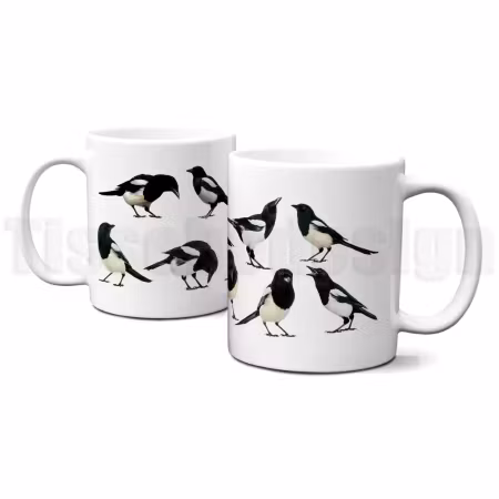 Mugg – skator i naturtrogen illustration runt hela muggen