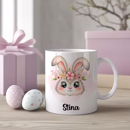 Påskmugg Stina Med Påskkanin Och Valfritt Namn – 330 ml