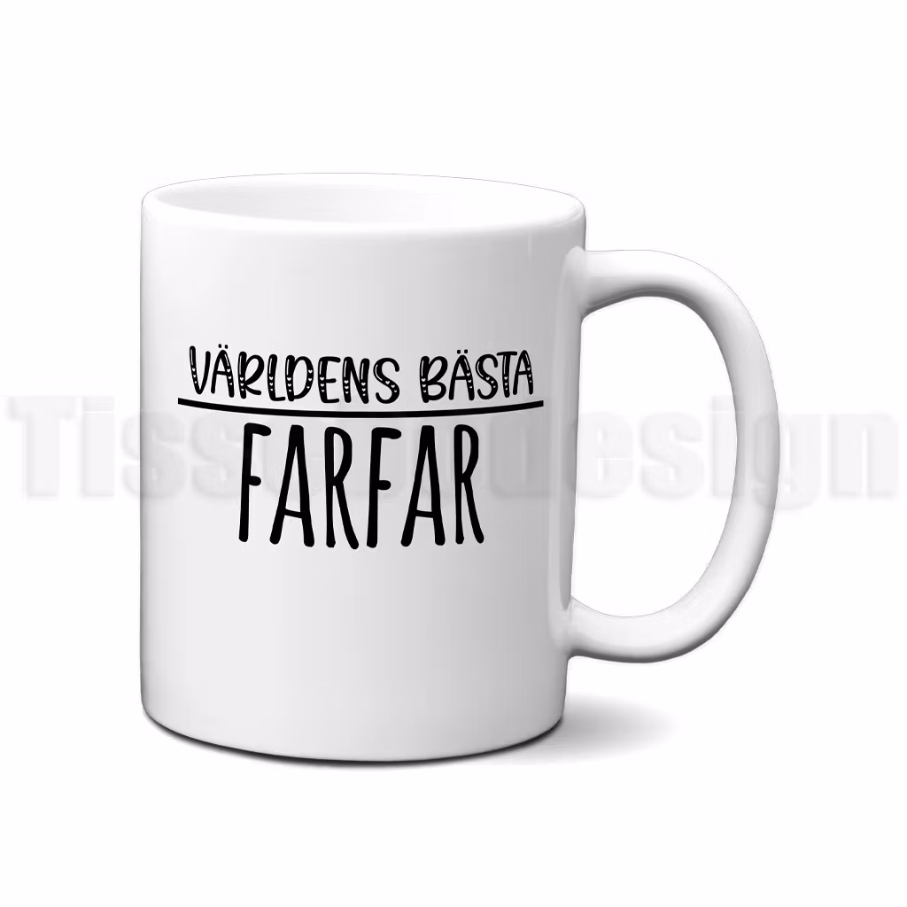 Vit mugg med svart text Världens bästa farfar