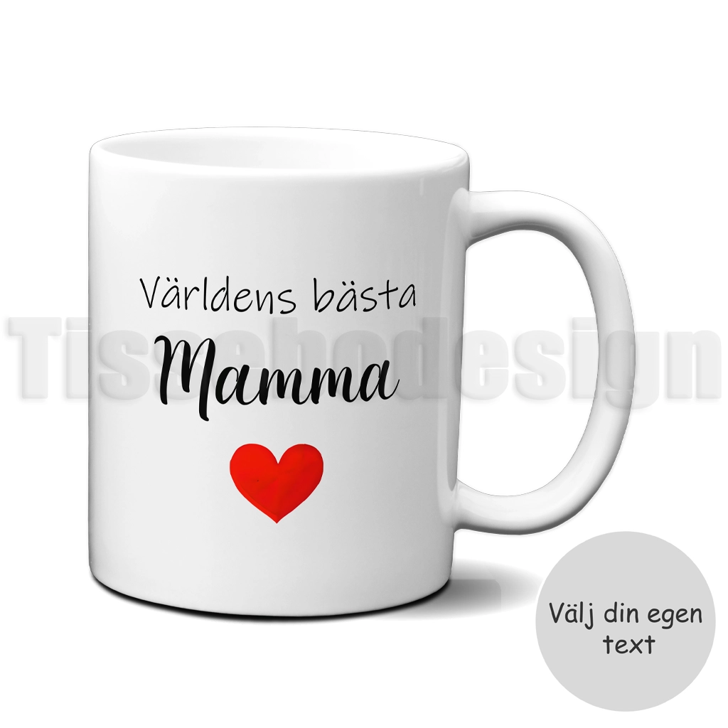 Mugg med texten Världens bästa mamma och hjärtmotiv
