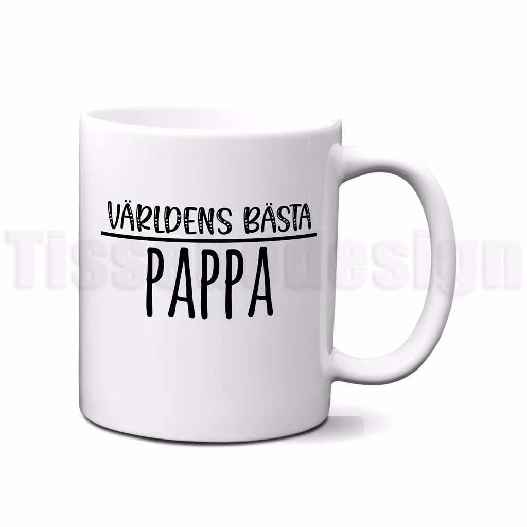 Vit mugg med svart text Världens bästa pappa